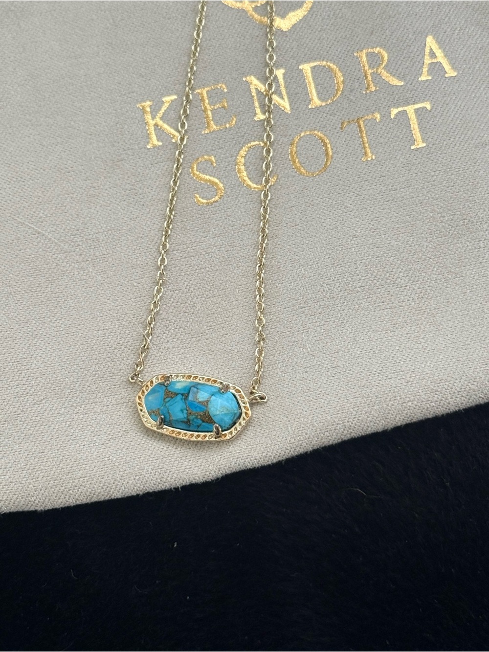 Kendra Scott Elisa Pendant Necklace Bronze Veined Turquoise